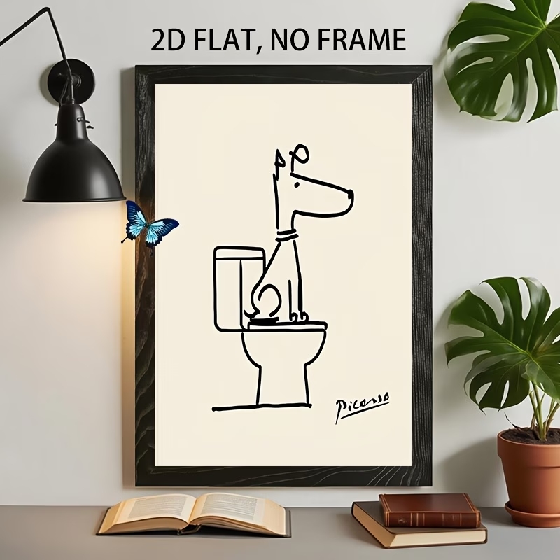 Retro Gaming Pictures - Modern,Retro Fun Dog Toilet Picasso Line