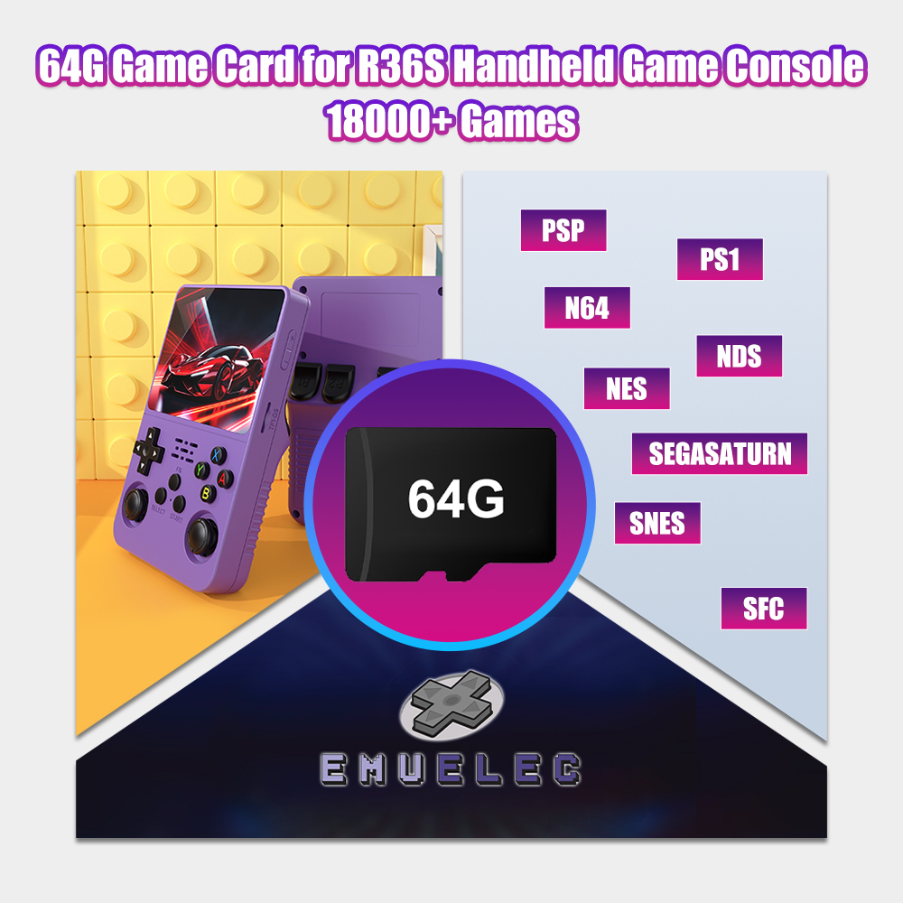 Retro Gaming Console Handheld - 64G Game TF Card for R36S