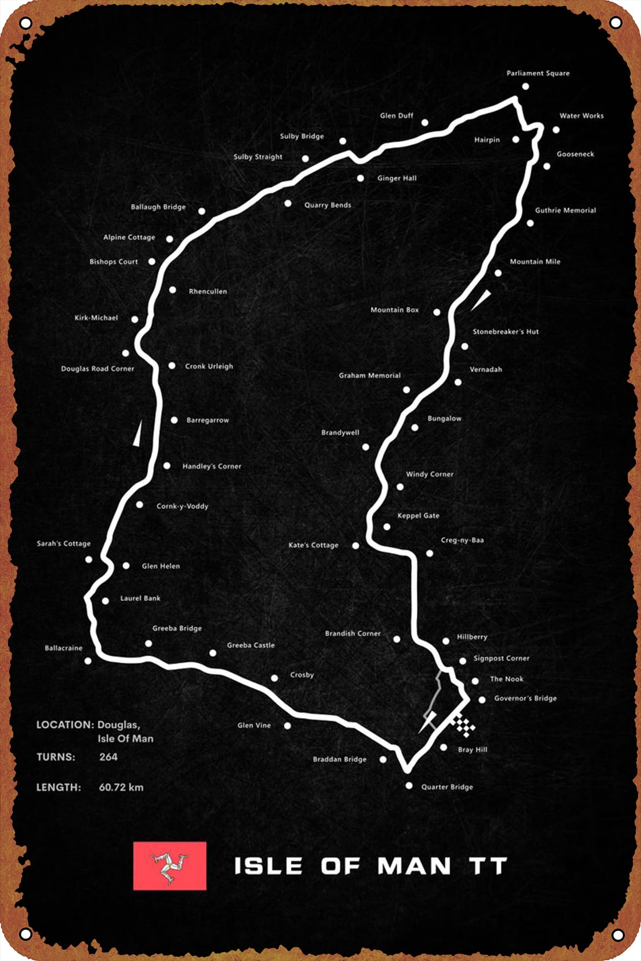 Retro Gaming Pictures - Isle of Man Circuit Poster Metal