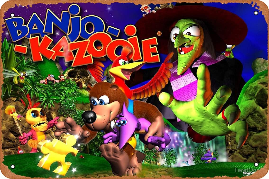 Retro Gaming Pictures - 1p,Wall Decor Sign - Banjo Kazooie