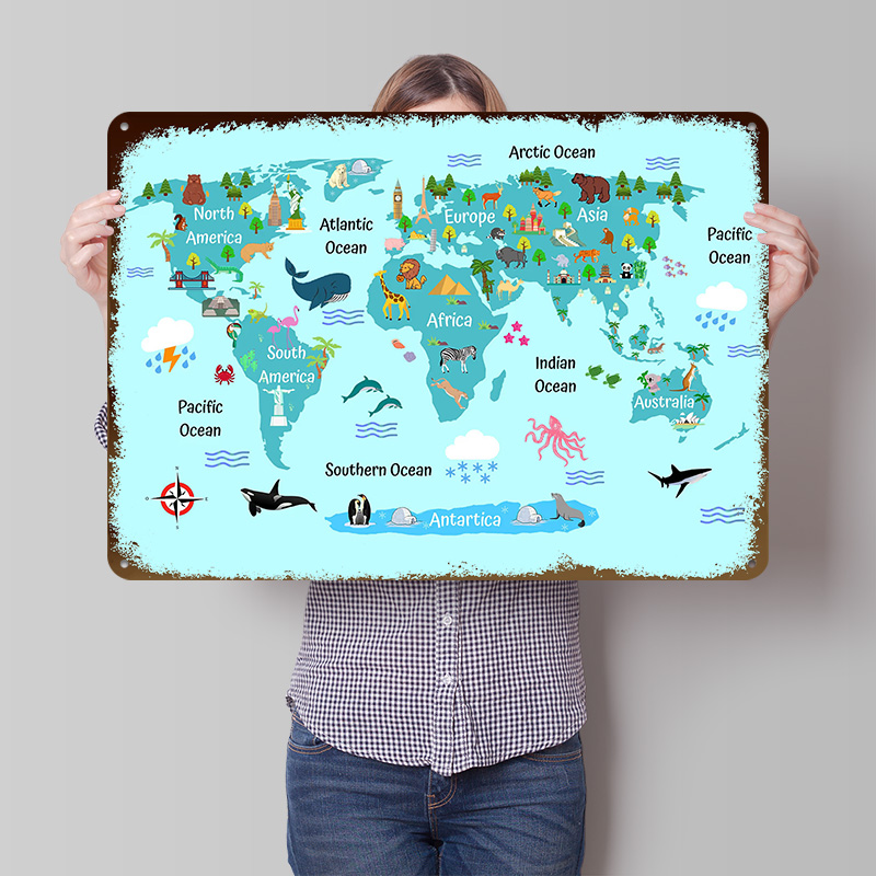 World Of Retro Gaming - Kids World Map Printed Poster Customized