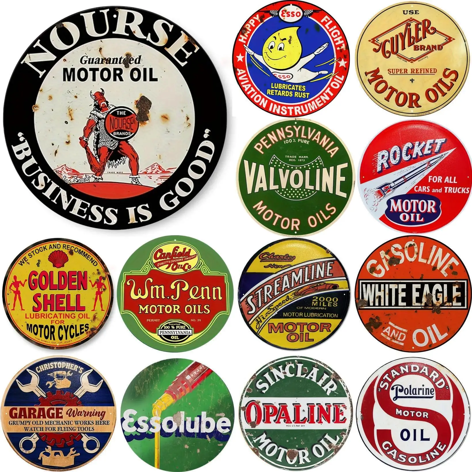 Vintage Motor Oil Sign Round M - đánh giá và giá Retro Gaming Pictures