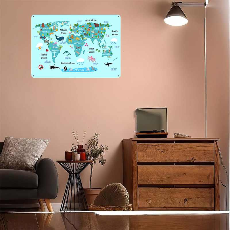 Kids World Map Printed Poster  - đánh giá và giá World Of Retro Gaming